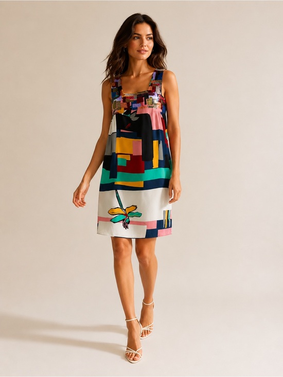Emilio Pucci Dresses & Skirts - Emilio Pucci Vintage Dragonfly Bird Print Sequin-Trim Dress